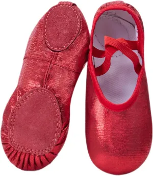 Phineein Girls Ballet Shoes for Girls Split-Sole Toddler Glitter Flats for Kids Dance
