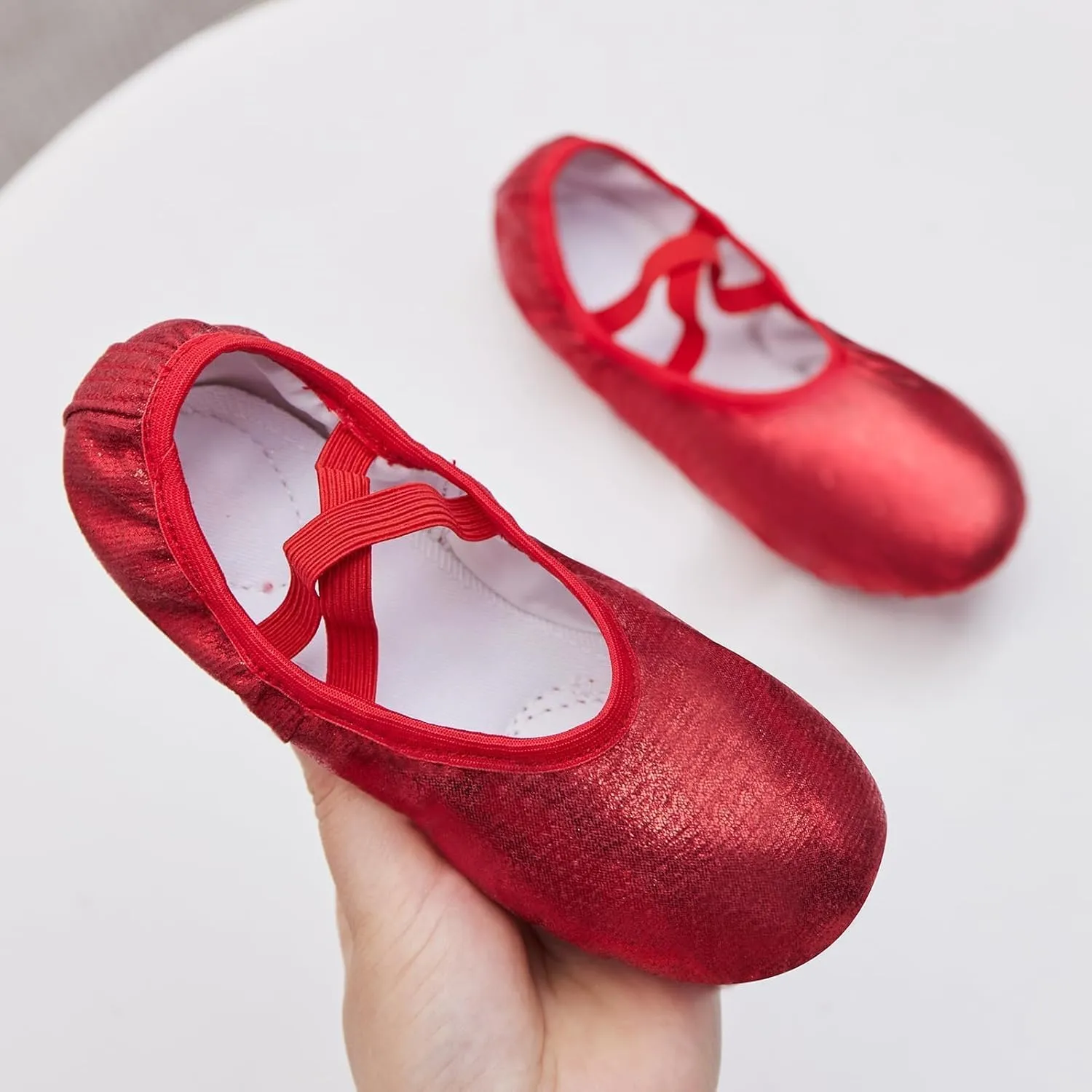 Phineein Girls Ballet Shoes for Girls Split-Sole Toddler Glitter Flats for Kids Dance