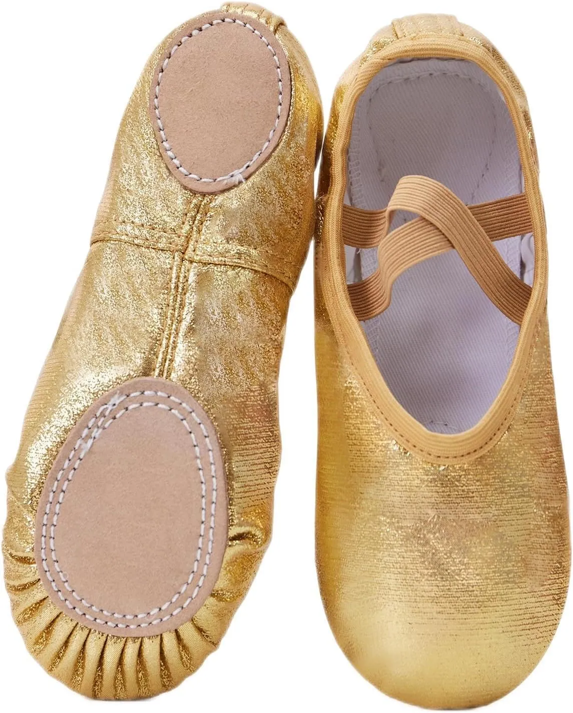 Phineein Girls Ballet Shoes for Girls Split-Sole Toddler Glitter Flats for Kids Dance