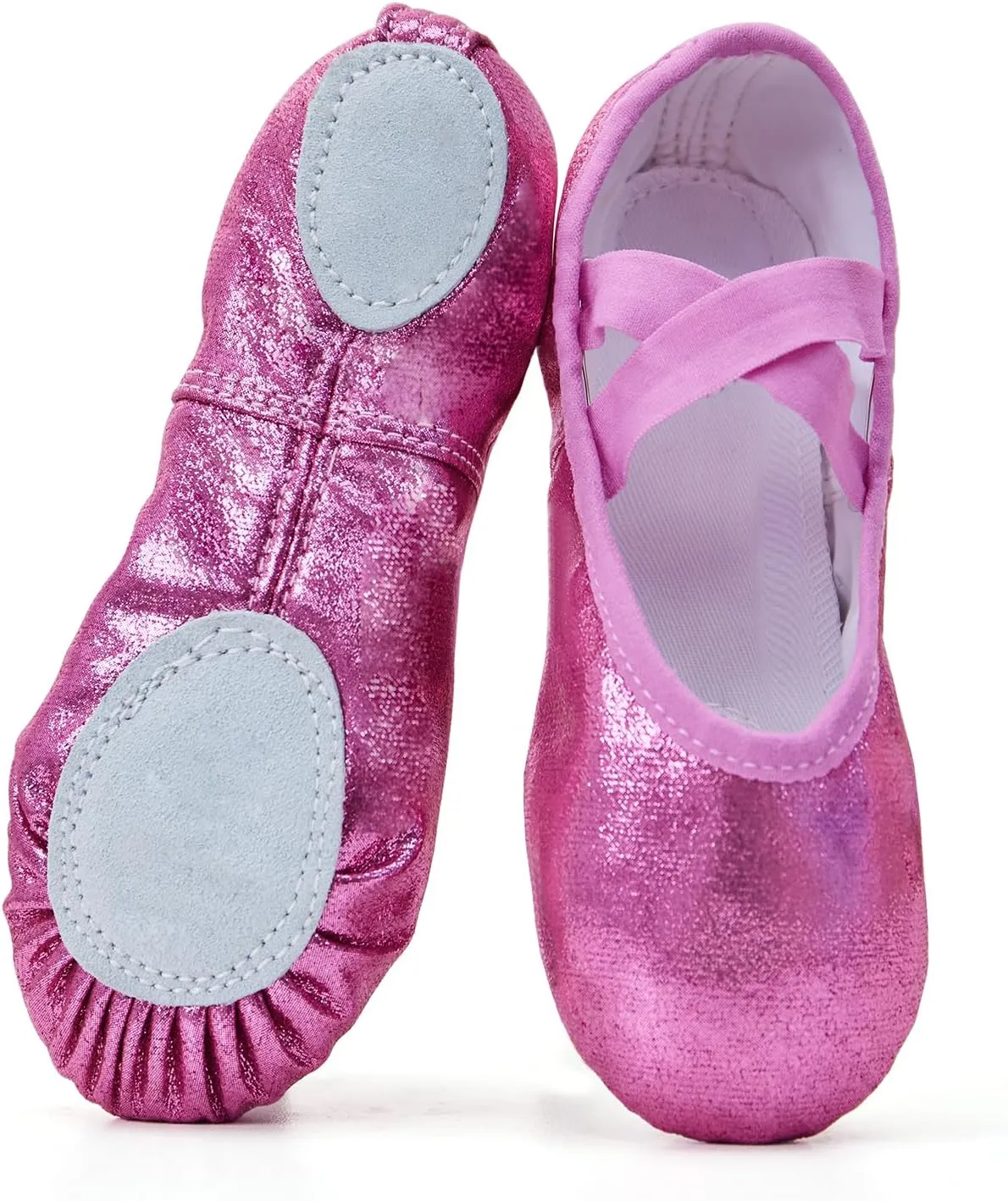Phineein Girls Ballet Shoes for Girls Split-Sole Toddler Glitter Flats for Kids Dance