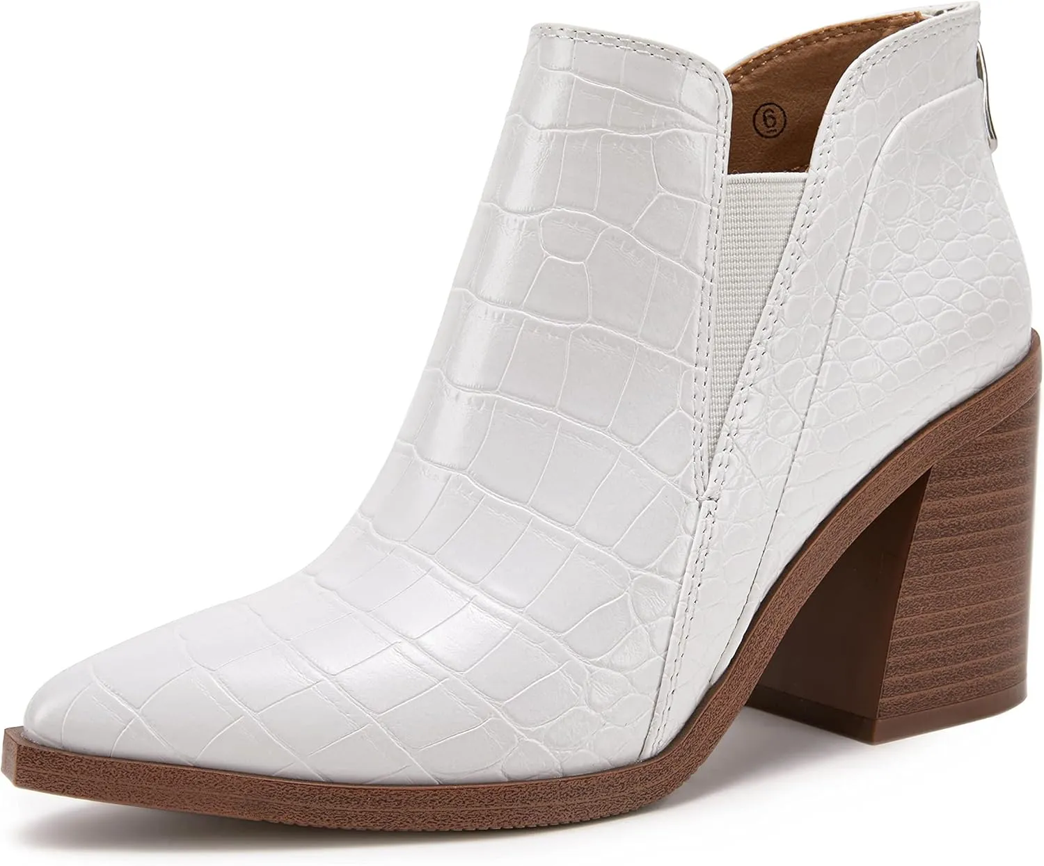 PiePieBuy Ankle Boots for Women Pointed Toe Ankle Booties Stacked Heel V Cut Back Zipper Chelsea Booties