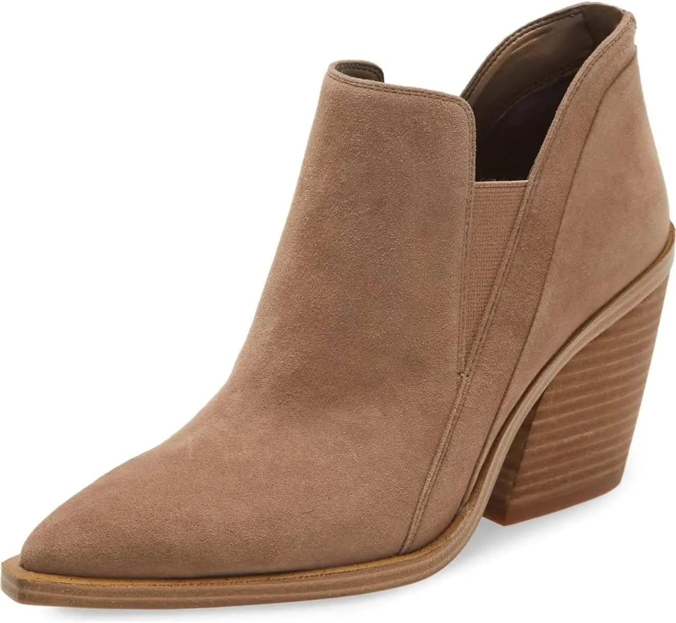 PiePieBuy Ankle Boots for Women Pointed Toe Ankle Booties Stacked Heel V Cut Back Zipper Chelsea Booties