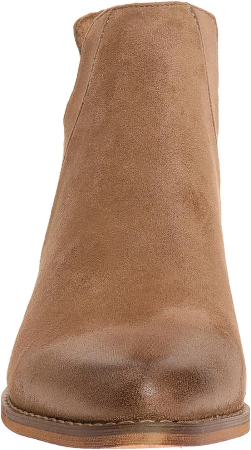 Pierre Dumas Women's Cut Out Ankle Boots Chunky Stacked Heel Almond Toe Slip on Western Booties