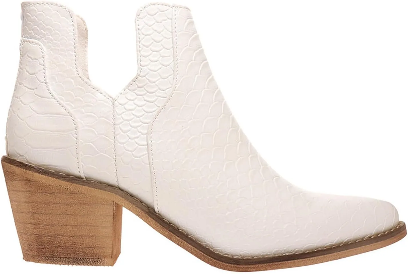 Pierre Dumas Women's Cut Out Ankle Boots Chunky Stacked Heel Almond Toe Slip on Western Booties