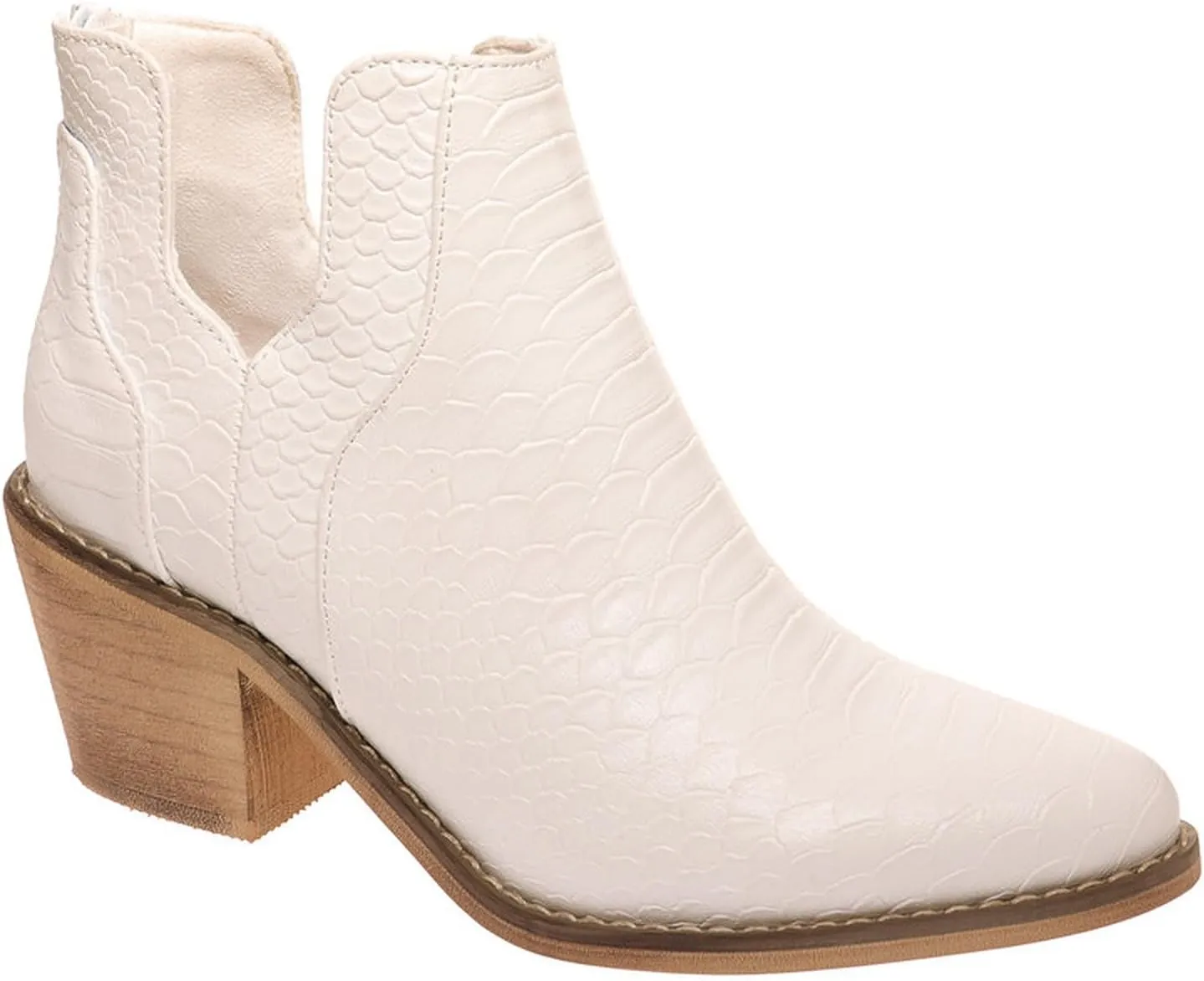 Pierre Dumas Women's Cut Out Ankle Boots Chunky Stacked Heel Almond Toe Slip on Western Booties