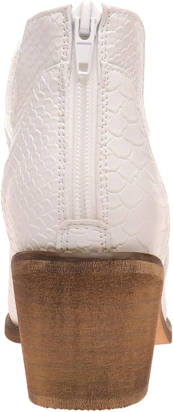 Pierre Dumas Women's Cut Out Ankle Boots Chunky Stacked Heel Almond Toe Slip on Western Booties