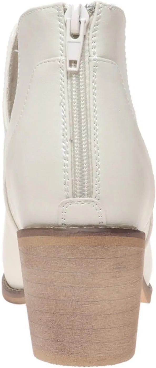 Pierre Dumas Women's Cut Out Ankle Boots Chunky Stacked Heel Almond Toe Slip on Western Booties