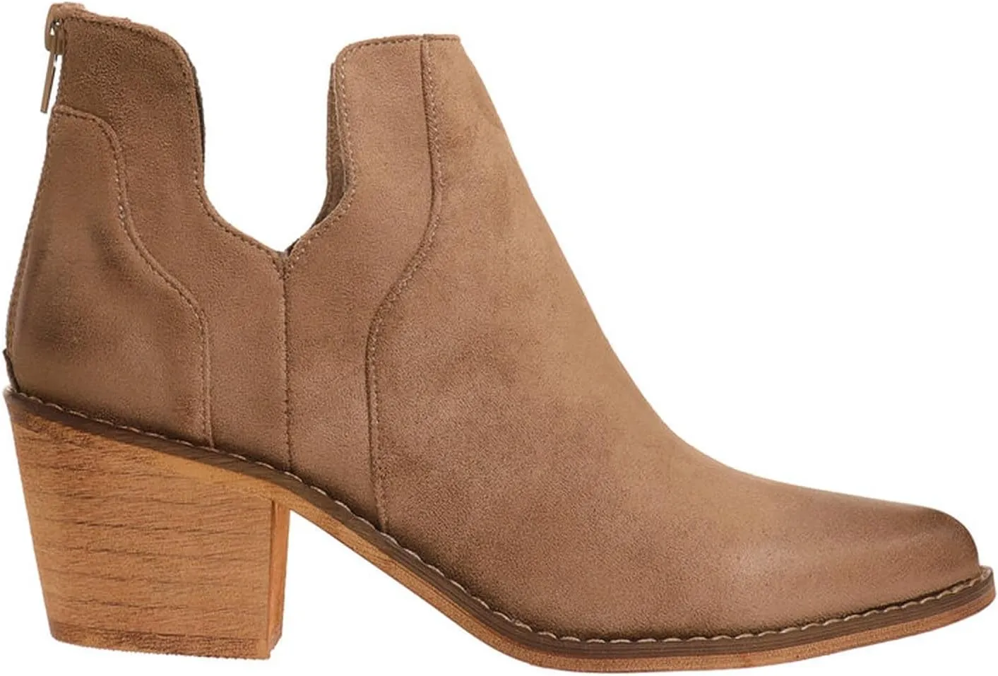 Pierre Dumas Women's Cut Out Ankle Boots Chunky Stacked Heel Almond Toe Slip on Western Booties