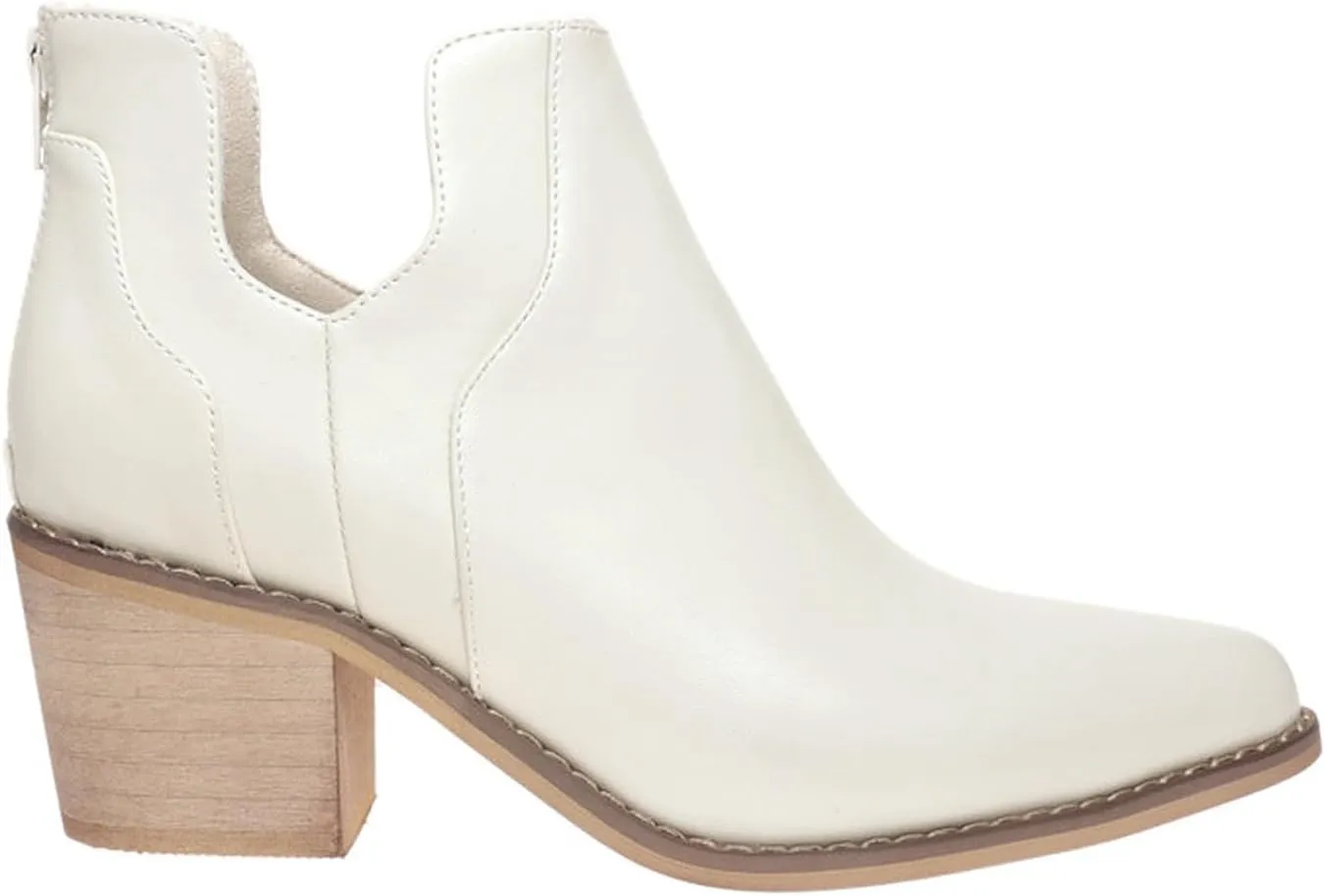 Pierre Dumas Women's Cut Out Ankle Boots Chunky Stacked Heel Almond Toe Slip on Western Booties