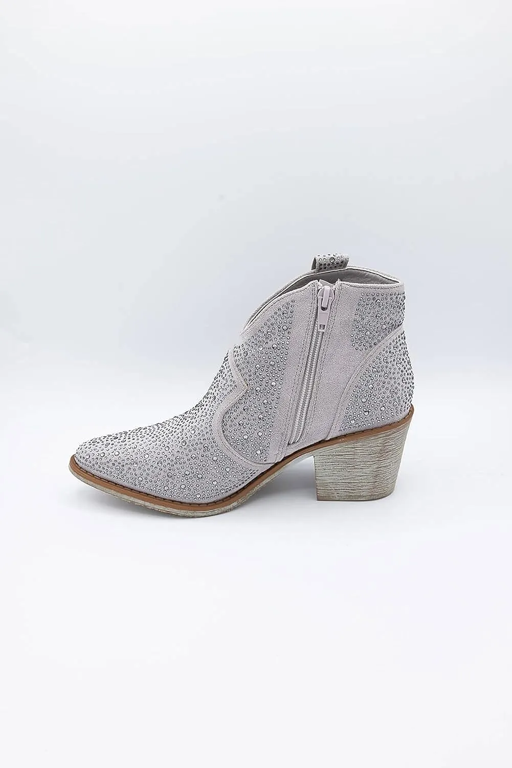 Pierre Dumas Women's Wilder-9 Rhinestone Chunky Heel Ankle Bootie