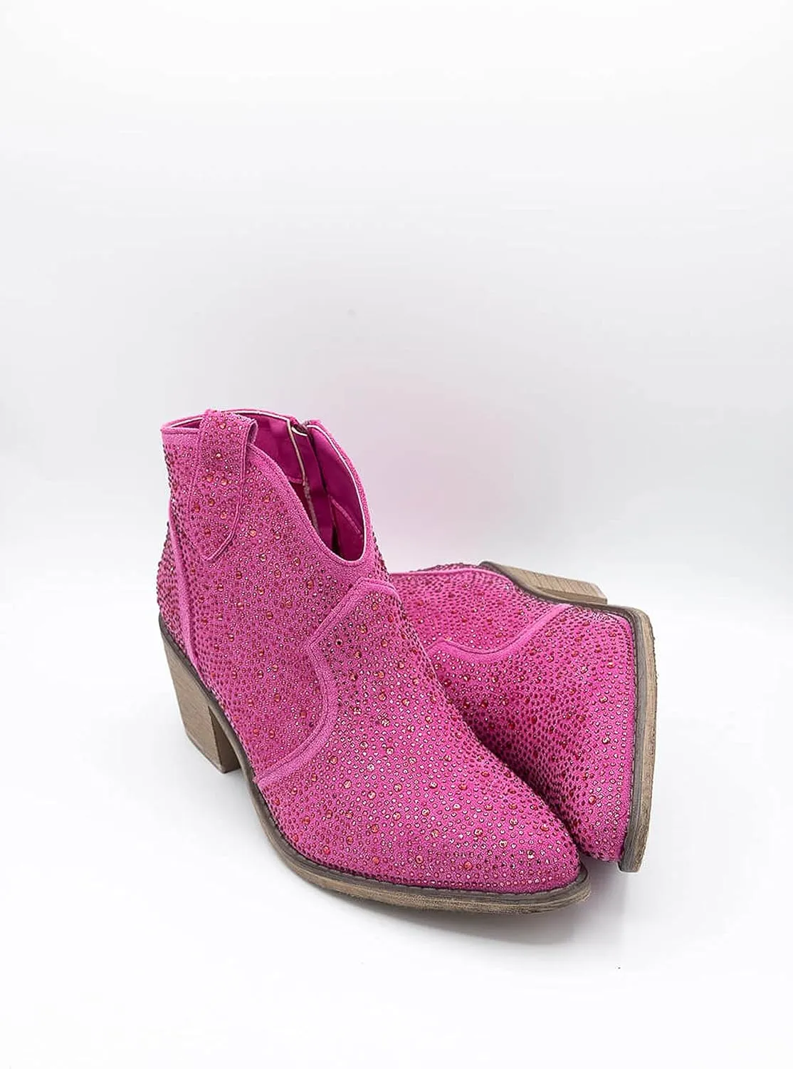 Pierre Dumas Women's Wilder-9 Rhinestone Chunky Heel Ankle Bootie