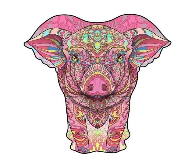 Pink Ethnic Boar 3D Wood Jigsaw Puzzle