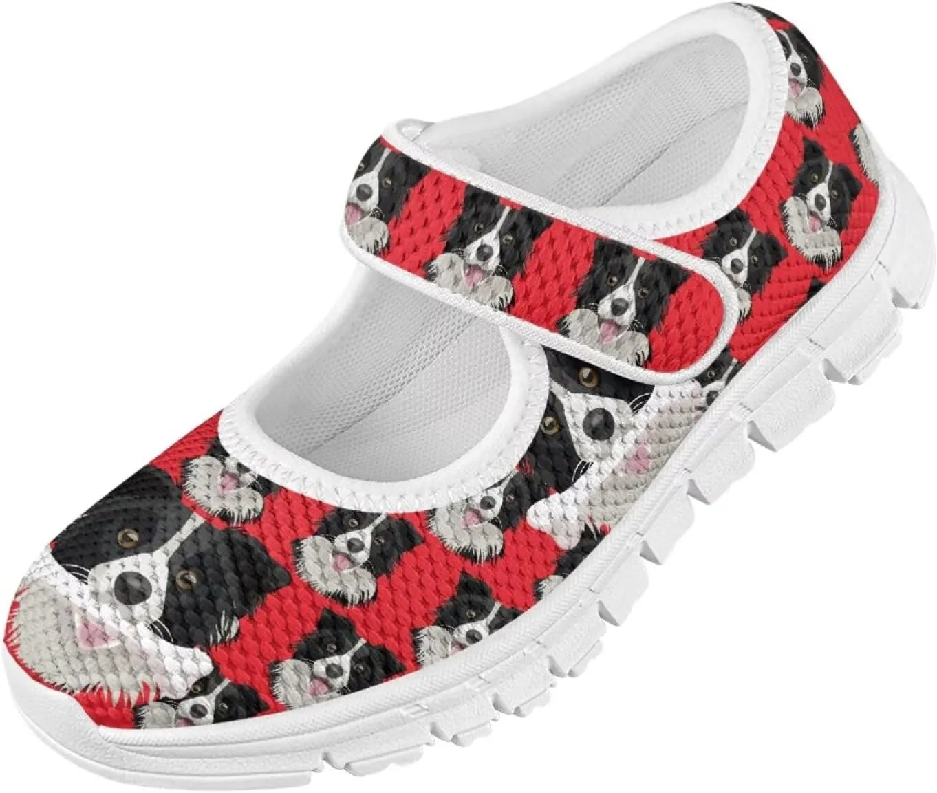 Puppy Print Mary Jane Shoes for Girls Toddler Dress Shoes Breathable Running Tennis Sneaker School Mesh Barefoot Shoes