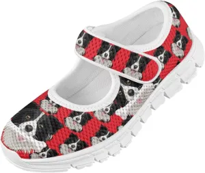 Puppy Print Mary Jane Shoes for Girls Toddler Dress Shoes Breathable Running Tennis Sneaker School Mesh Barefoot Shoes