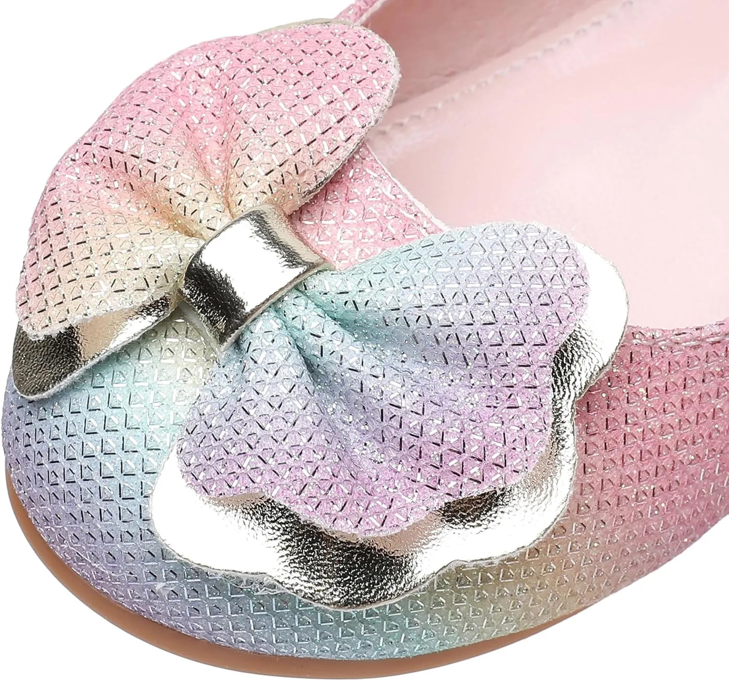 Rainbow Dress Shoes Girl's Glitter Princess Shoes Toddler Mary Jane Shoes Sparkly Party Ballet Flats in Casual Wearing Colorful Gift for Little Girls