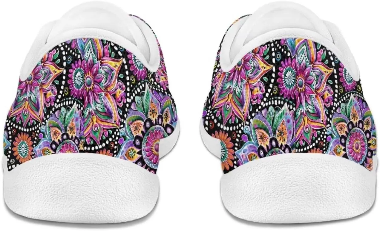 Retro Hippie Flower Power Barefoot Shoes Women Dressy Flat Sole Casual Sneakers Walking Workout Tennis Shoes