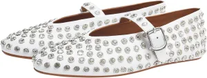 Rhinestone Ballet Flats for Women Sparkly Crystals Ballerina Shoes Women's Buckled Strap Mary Jane Flat Comfort Casual Low Heels