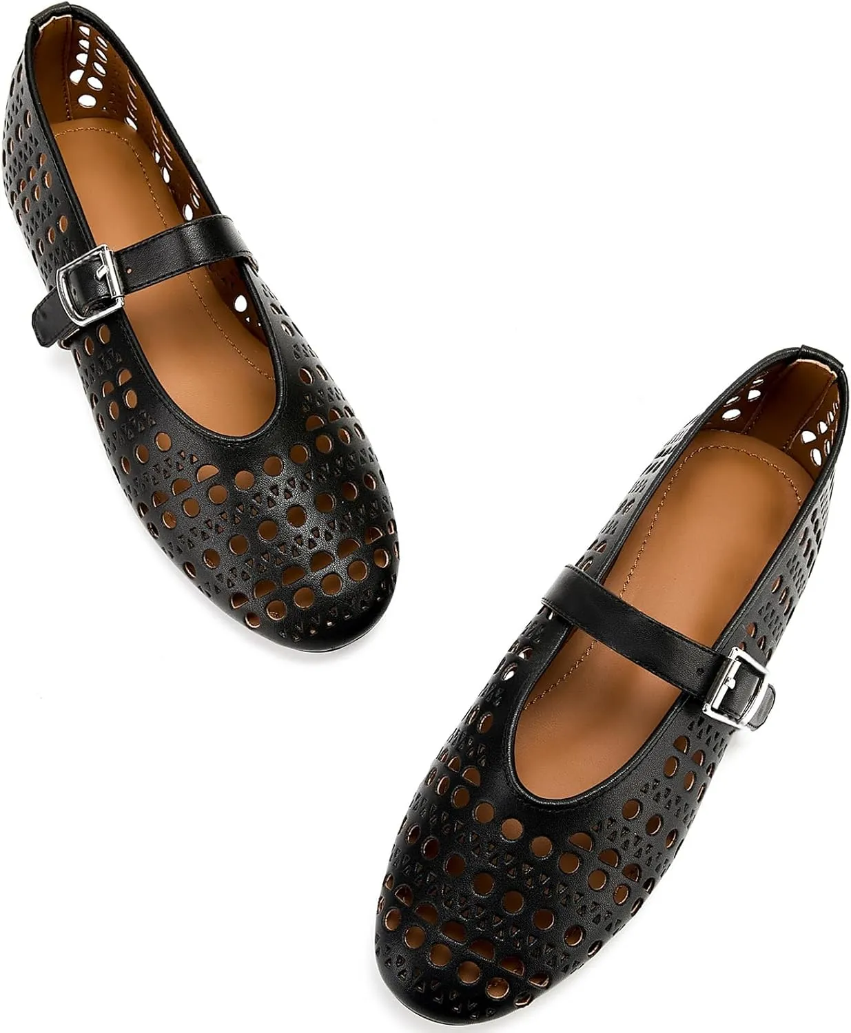 Rhinestone Ballet Flats for Women,Women's Sparkly Crystal-Embellished Ballerina Shoes Mesh Flats Fishnet Buckle Strap Mesh Ballet Flats Comfortable Round Toe Casual Dress Mary Jane Shoes