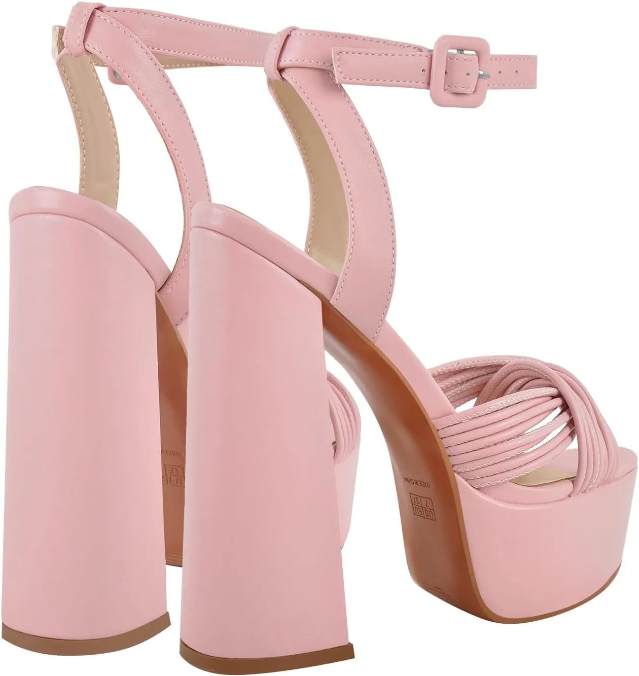 richealnini Crisscross Straps Ankle Strappy Heels Sandals for Women Open Toe Block High Heels with Adjustable Buckle