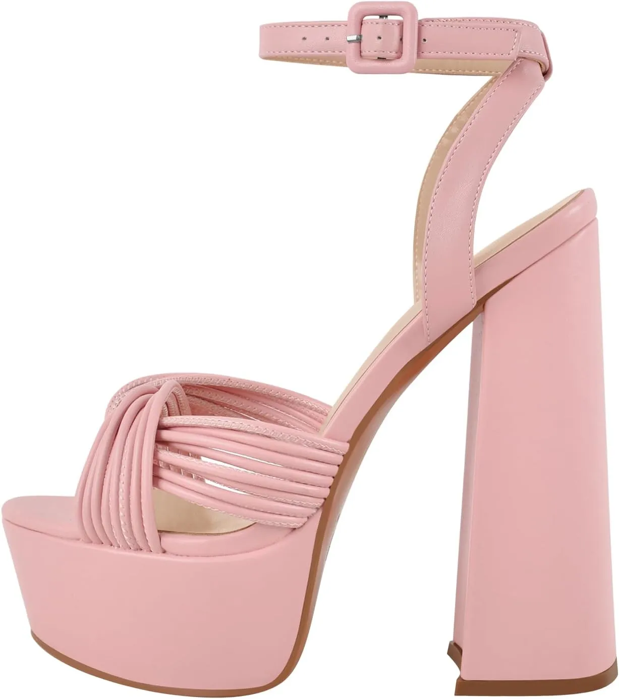 richealnini Crisscross Straps Ankle Strappy Heels Sandals for Women Open Toe Block High Heels with Adjustable Buckle