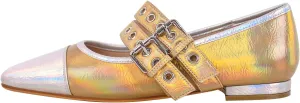 richealnini Women's Low Block Heel Square Toe Flats Patent Leather Pumps Adjustable Buckle Wedding Dress