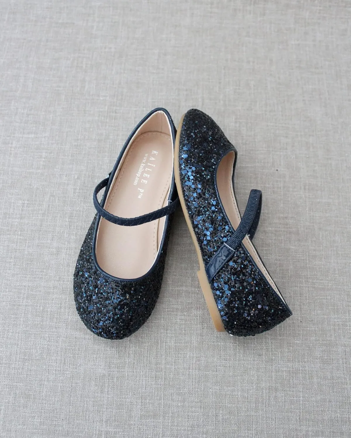 Rock Glitter Mary Jane Ballet Flats, Flower Girls Shoes, Toddler Girls, Party Shoes, Birthday Flats