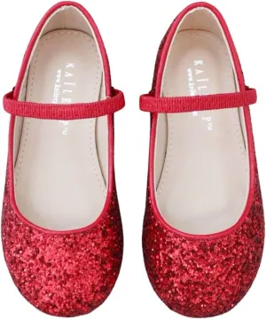 Rock Glitter Mary Jane Ballet Flats, Flower Girls Shoes, Toddler Girls, Party Shoes, Birthday Flats