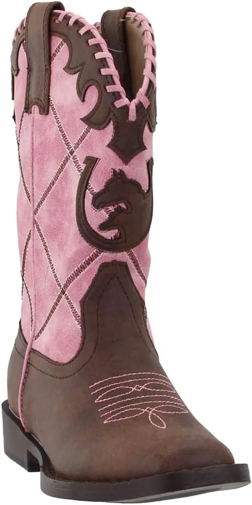 ROPER Kids Girls Lacy Square Toe Casual Boots Mid Calf - Pink