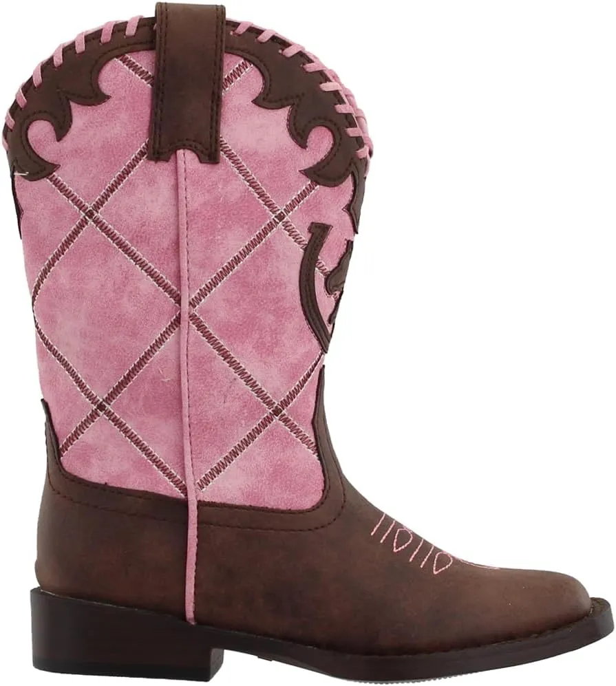 ROPER Kids Girls Lacy Square Toe Casual Boots Mid Calf - Pink