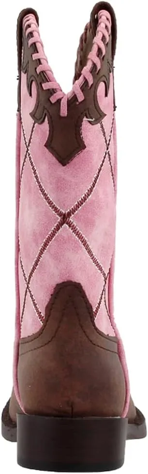 ROPER Kids Girls Lacy Square Toe Casual Boots Mid Calf - Pink