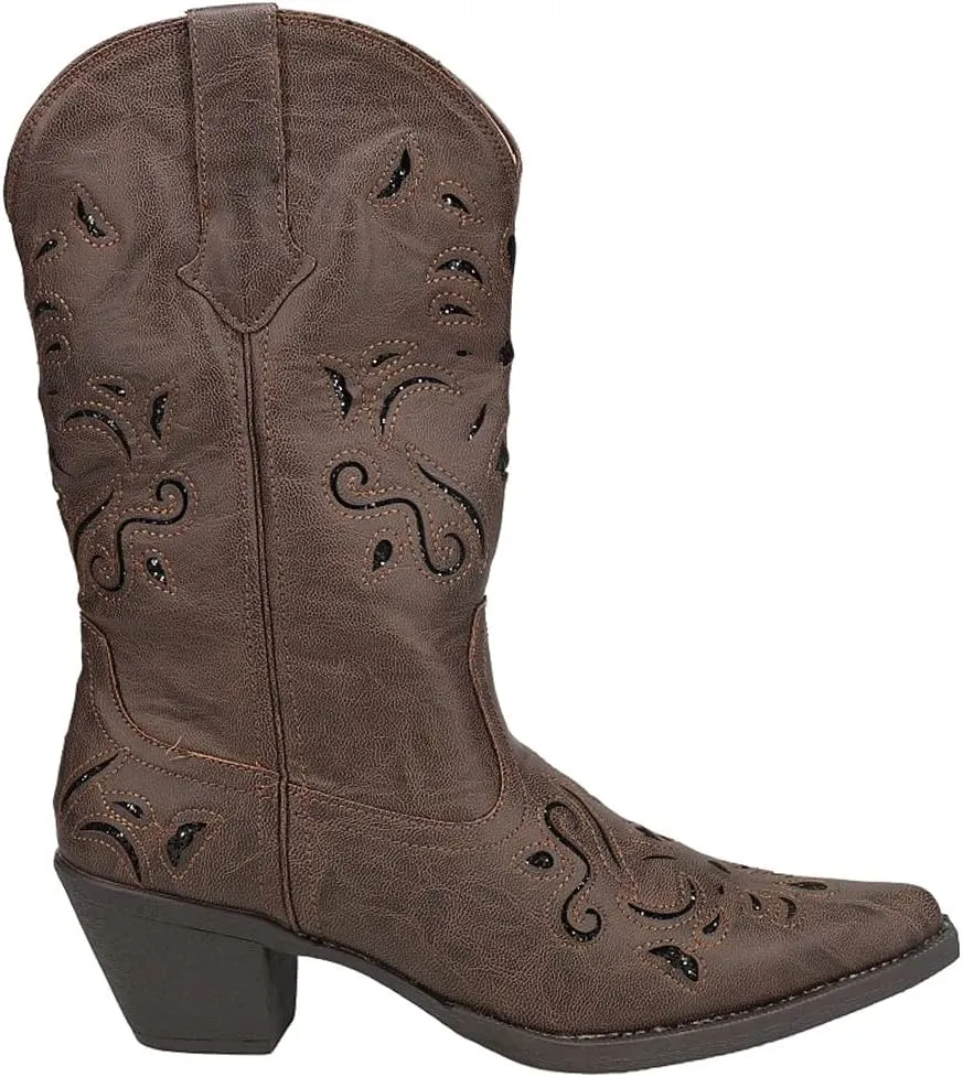 ROPER Womens Chloe Snip Toe Casual Boots Mid Calf Mid Heel 2-3" - Brown