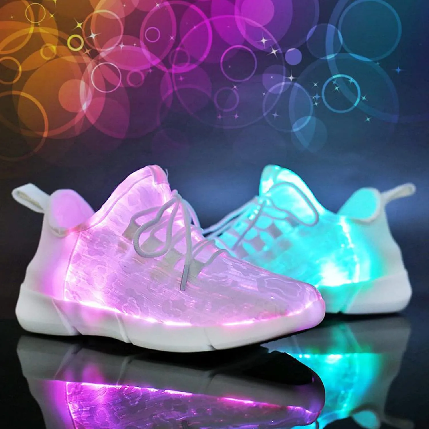 rosyclo Light Up Shoes Fiber Optic LED Luminous Trainers for Men Women USB Charging Breathable Flashing Trainers for Festivals Party Luminous Shoes