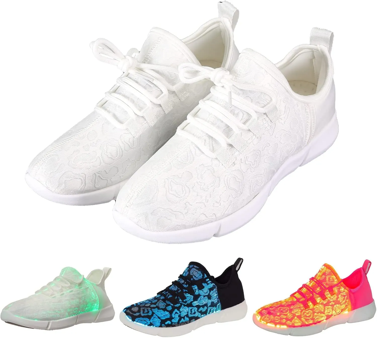 rosyclo Light Up Shoes Fiber Optic LED Luminous Trainers for Men Women USB Charging Breathable Flashing Trainers for Festivals Party Luminous Shoes