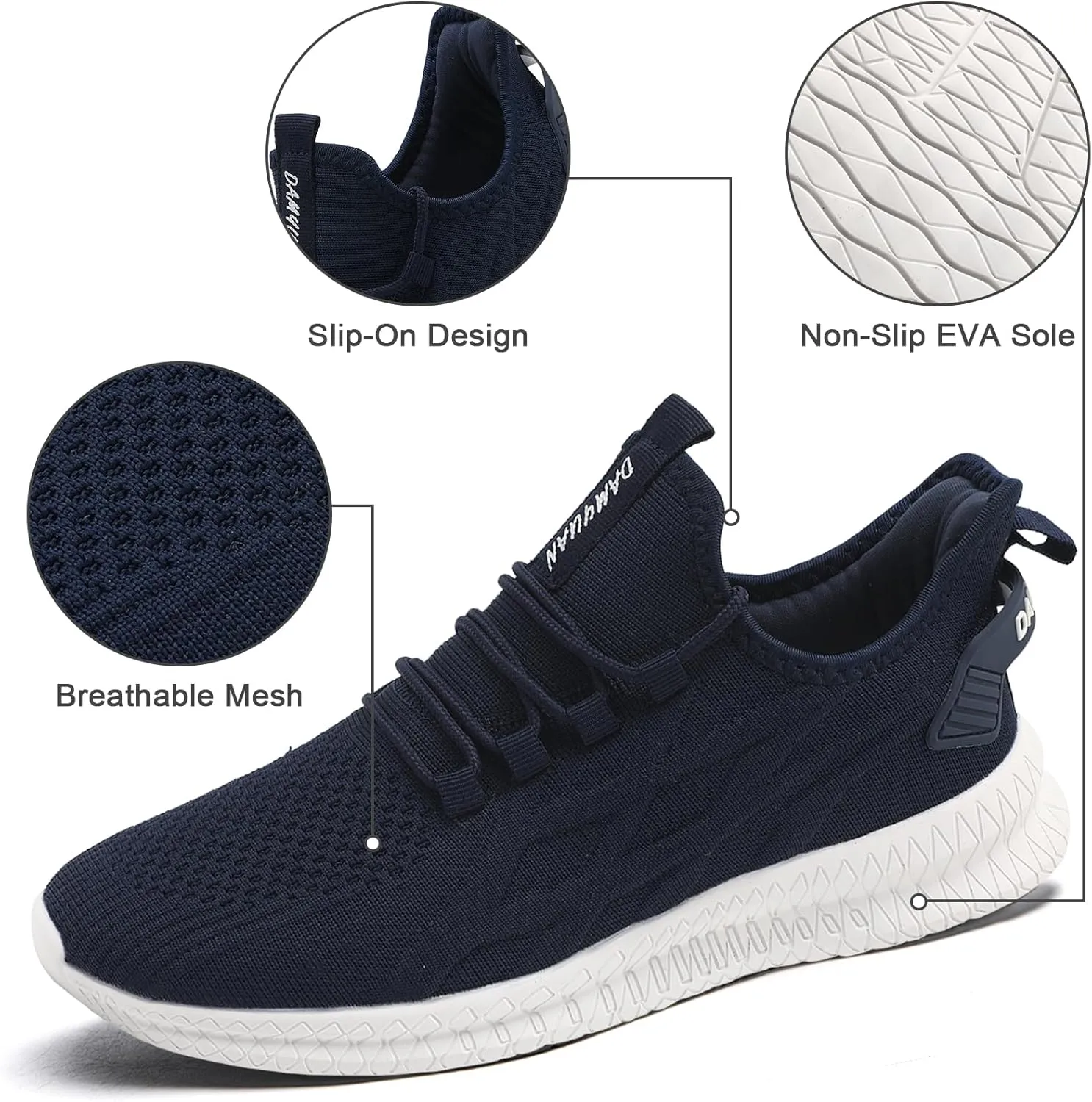 Running Shoes for Men Tennis Mens Sneakers Gym Workout Lightweight Walking Casual Athletic Slip On Shoes
