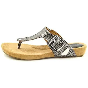 Ryanne Open Toe Casual Leather Slippers Pewter Size 55
