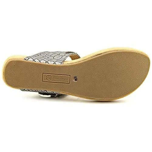 Ryanne Open Toe Casual Leather Slippers Pewter Size 55
