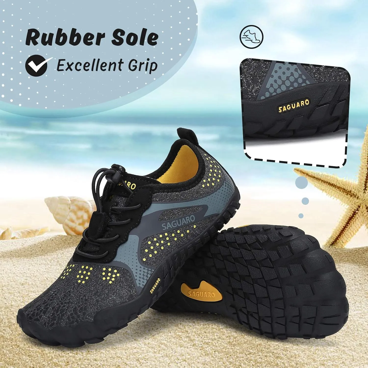 SAGUARO Kids' Barefoot Shoes Boys Girls Quick Dry Aqua Athletic Sneakers Lightweight Sport Footwear Toddler Water Shoes