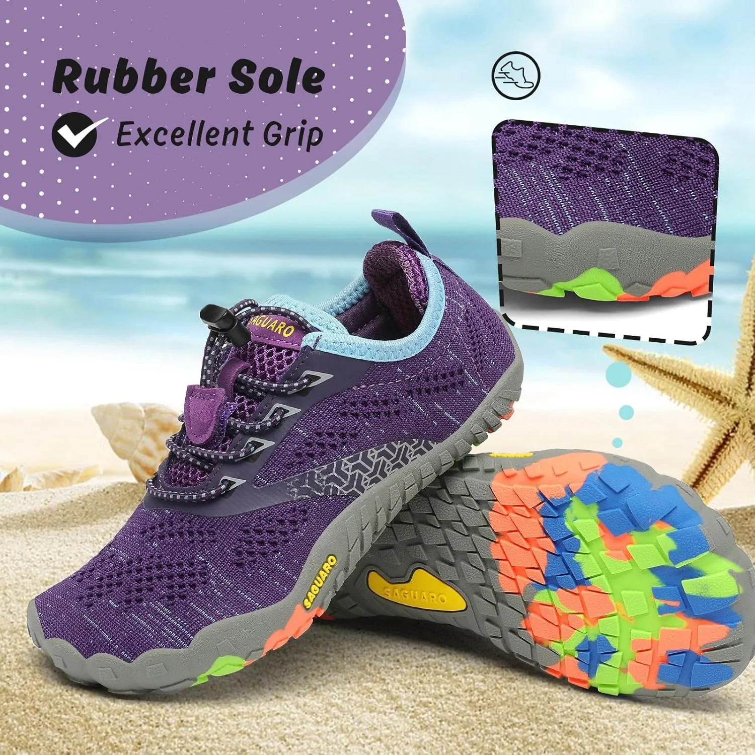 SAGUARO Kids' Barefoot Shoes Boys Girls Quick Dry Aqua Athletic Sneakers Lightweight Sport Footwear Toddler Water Shoes