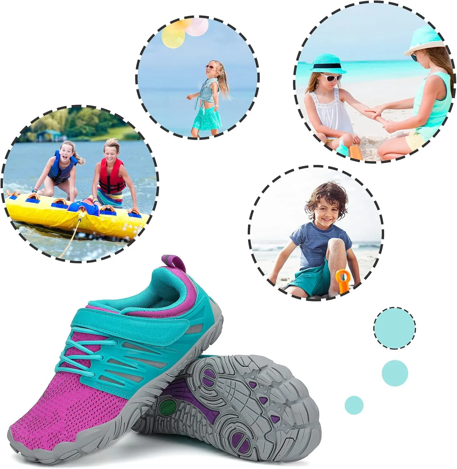 SAGUARO Kids' Barefoot Shoes Boys Girls Quick Dry Aqua Athletic Sneakers Lightweight Sport Footwear Toddler Water Shoes
