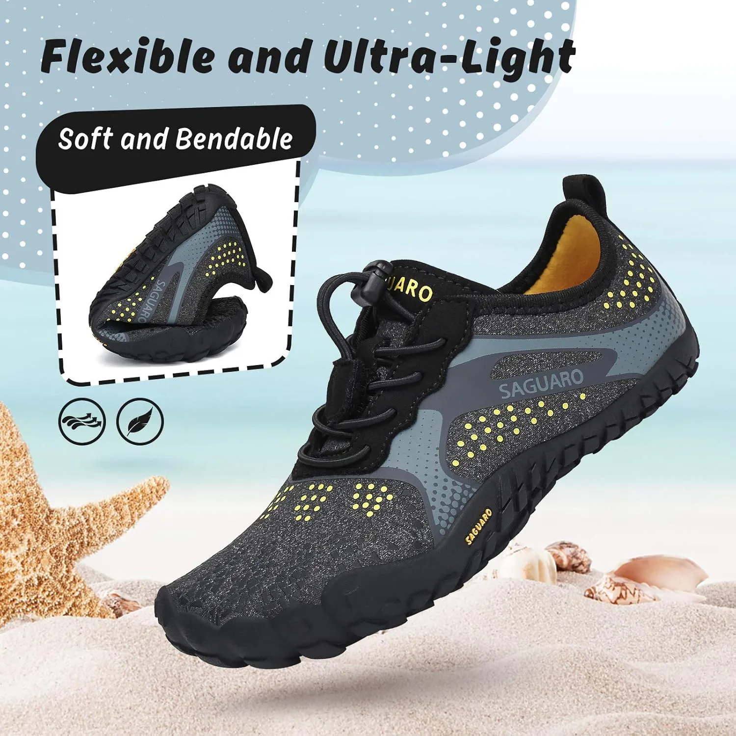 SAGUARO Kids' Barefoot Shoes Boys Girls Quick Dry Aqua Athletic Sneakers Lightweight Sport Footwear Toddler Water Shoes