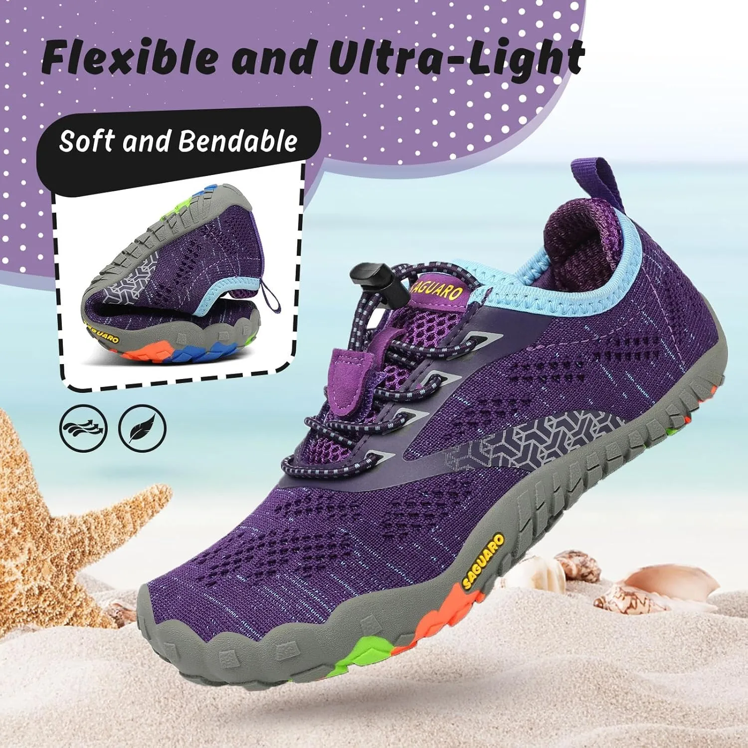 SAGUARO Kids' Barefoot Shoes Boys Girls Quick Dry Aqua Athletic Sneakers Lightweight Sport Footwear Toddler Water Shoes