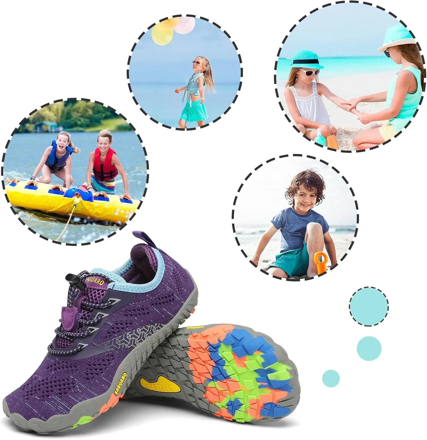 SAGUARO Kids' Barefoot Shoes Boys Girls Quick Dry Aqua Athletic Sneakers Lightweight Sport Footwear Toddler Water Shoes