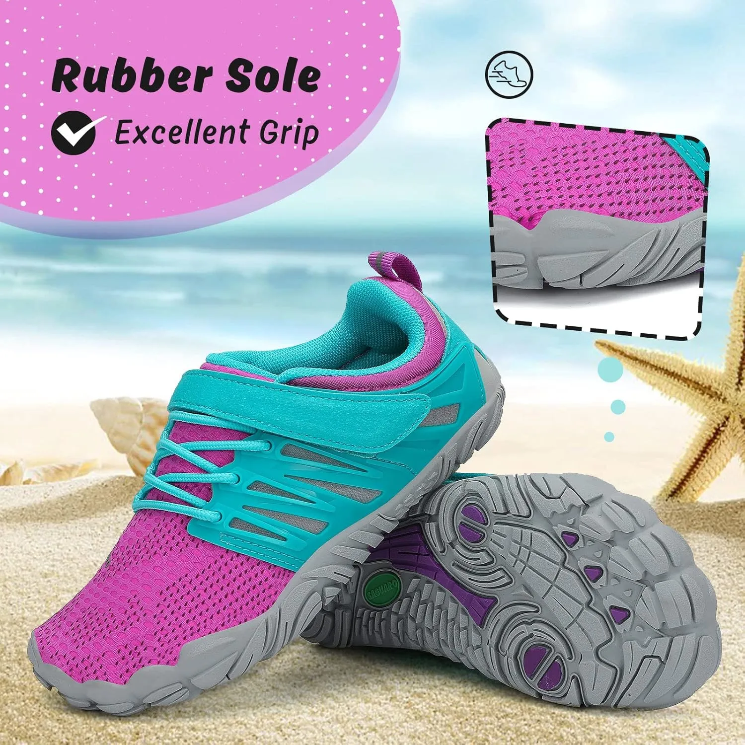 SAGUARO Kids' Barefoot Shoes Boys Girls Quick Dry Aqua Athletic Sneakers Lightweight Sport Footwear Toddler Water Shoes