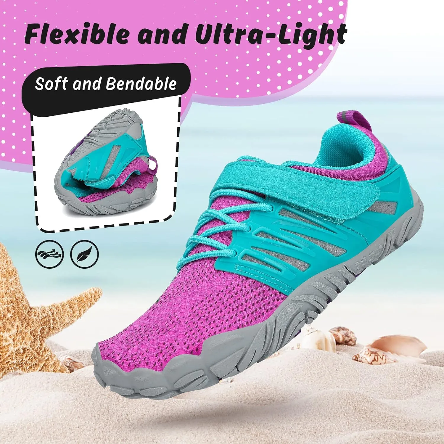 SAGUARO Kids' Barefoot Shoes Boys Girls Quick Dry Aqua Athletic Sneakers Lightweight Sport Footwear Toddler Water Shoes