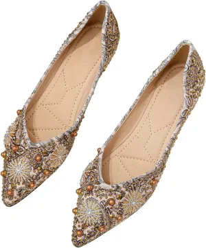 SAILING LU Women's Flats Shoes Sparkly Rhinestone Dressy Casual Slip ons Ballet Flats Floral Dress Shoes for Women Wedding Flats Comfortable