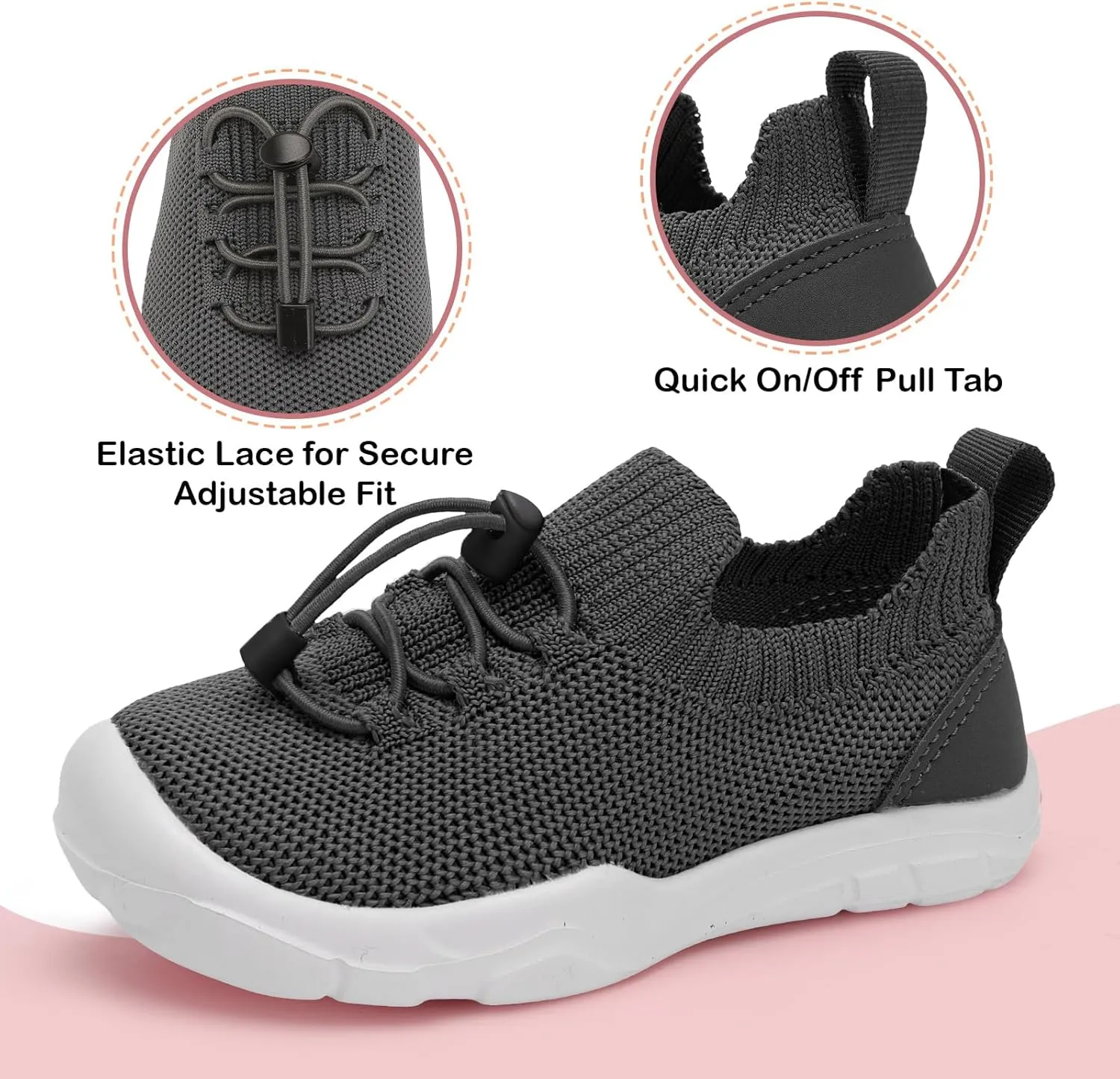 Scurtain Toddler Shoes Boys Girls Tennis Shoes Kids Barefoot Shoes Slip on Sneakers Breathable Walking Running Shoes