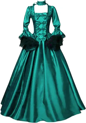 SEAOPEN Victorian Dress for Women 1800s Medieval Renaissance Dress Flare Sleeve Vintage Dress Cocktail Party Ball Gown