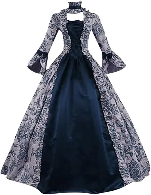 SEAOPEN Victorian Dress for Women 1800s Medieval Renaissance Dress Flare Sleeve Vintage Dress Cocktail Party Ball Gown