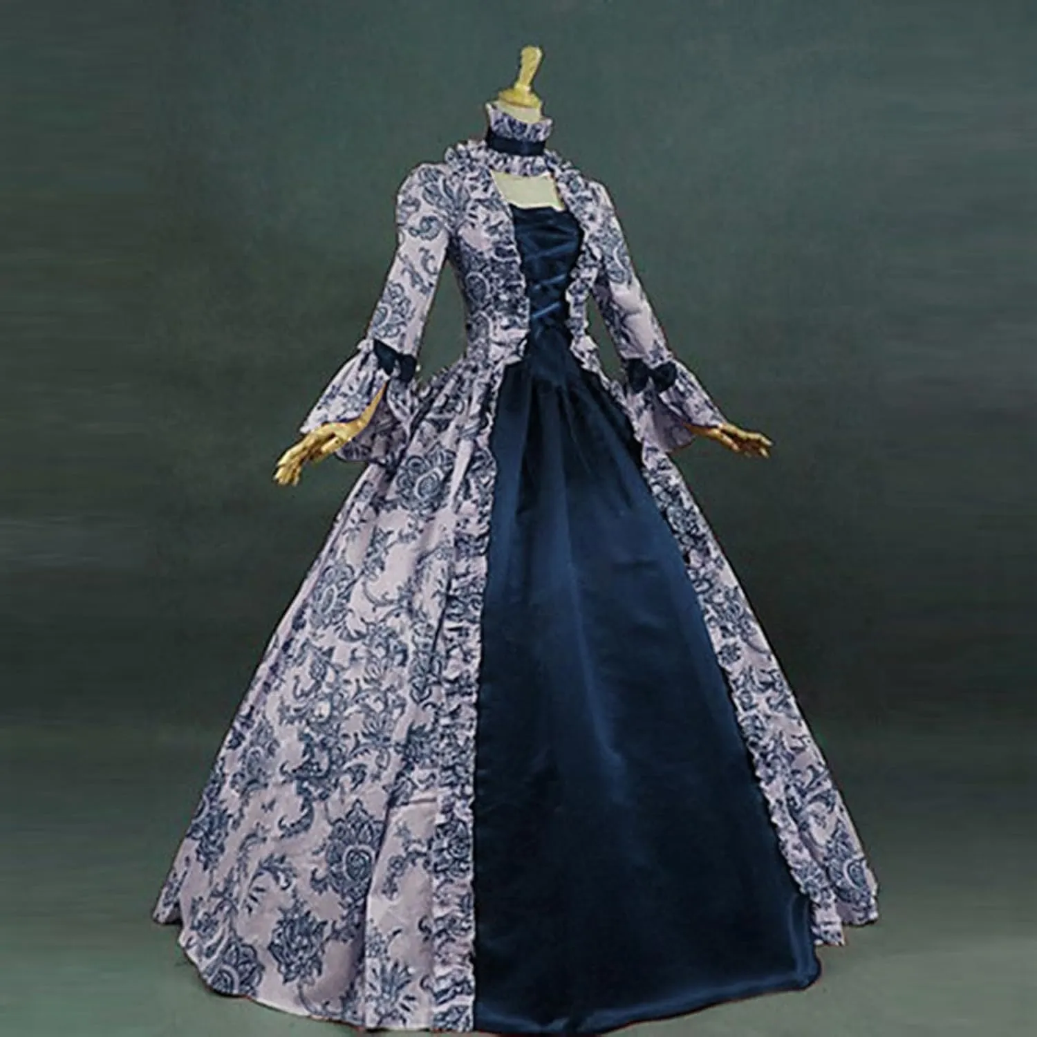 SEAOPEN Victorian Dress for Women 1800s Medieval Renaissance Dress Flare Sleeve Vintage Dress Cocktail Party Ball Gown