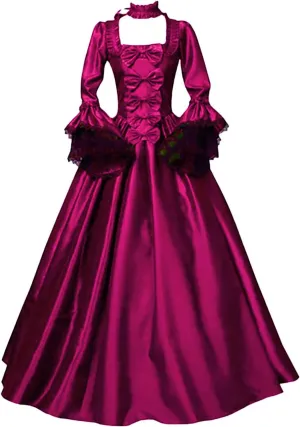 SEAOPEN Victorian Dress for Women 1800s Medieval Renaissance Dress Flare Sleeve Vintage Dress Cocktail Party Ball Gown